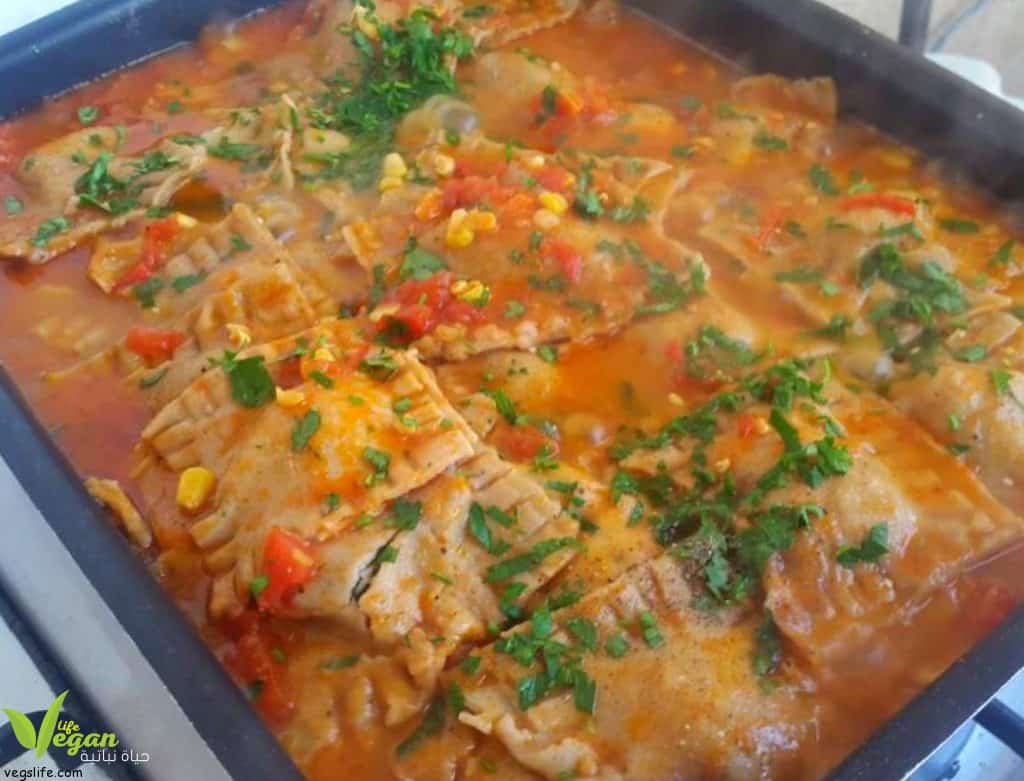 طريقة تحضير الرافيولي النباتي بحشوة التوفو